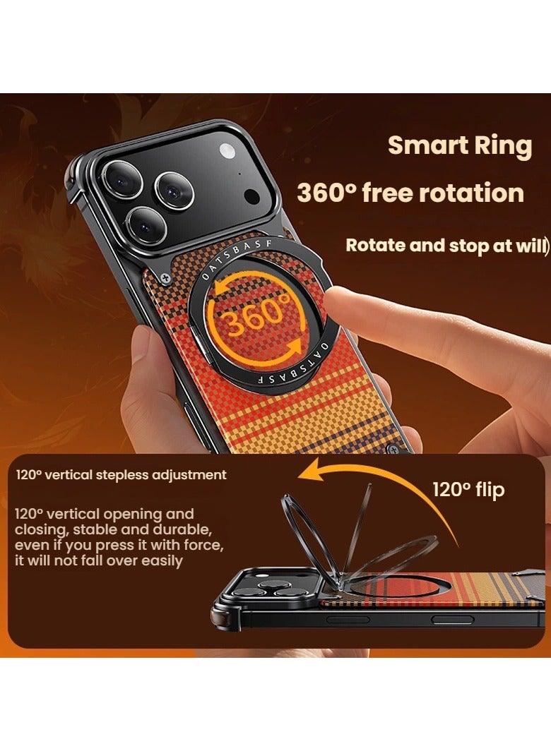 عام متوافق مع iPhone 17 Pro ، غلاف هاتف من ألياف الكربون، مع حامل مغناطيسي و حماية ممتصة للصدمات، أنيق ومقاوم للخدوش، متوافق مع MagSafe - Image 3