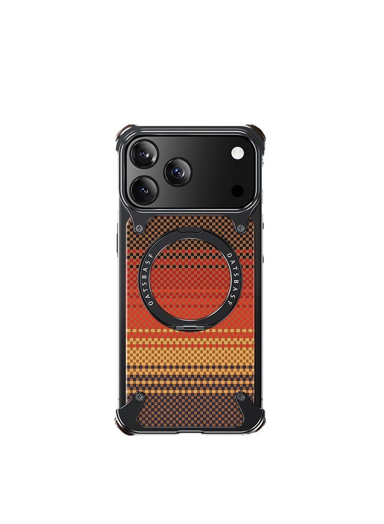 عام متوافق مع iPhone 17 Pro ، غلاف هاتف من ألياف الكربون، مع حامل مغناطيسي و حماية ممتصة للصدمات، أنيق ومقاوم للخدوش، متوافق مع MagSafe - Image 1