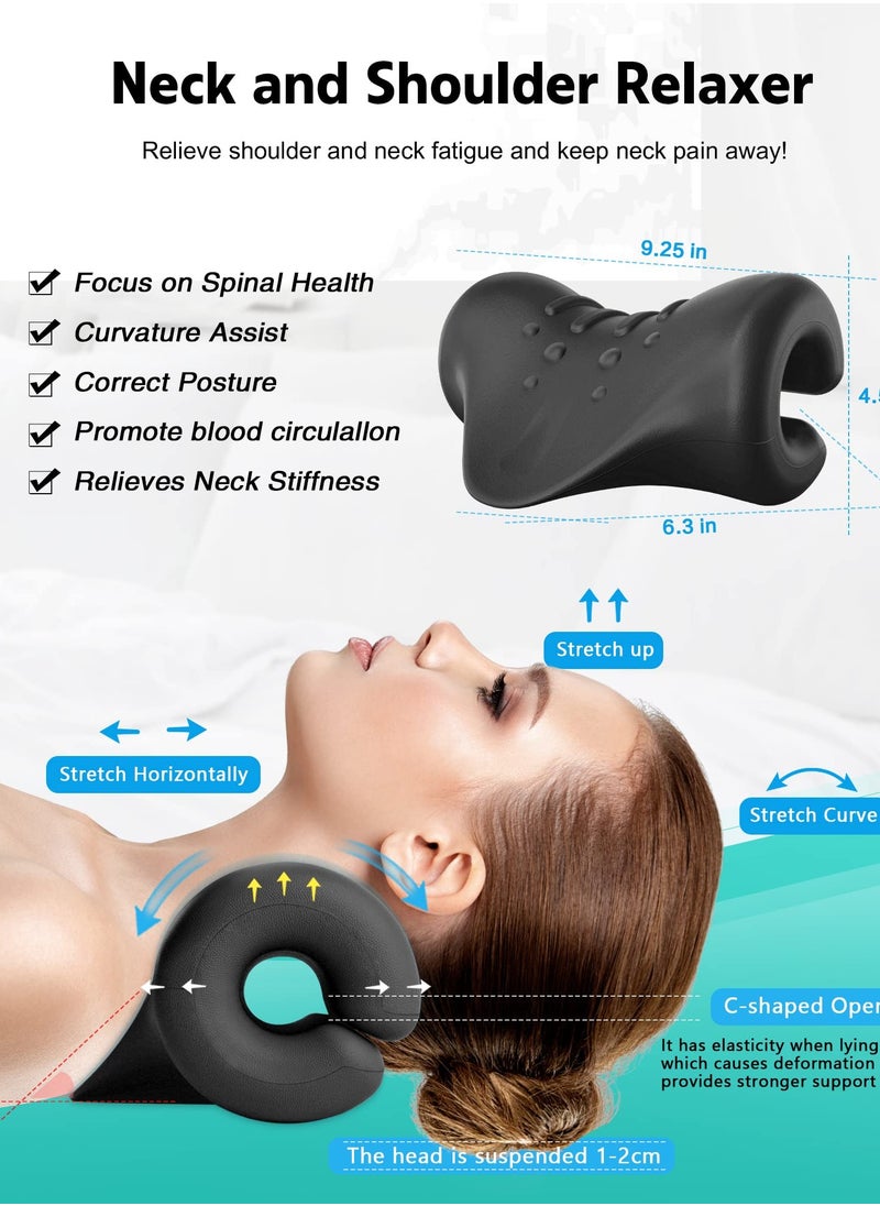 Excefore Neck and Shoulder Relaxer, Traction Orthotics Cervical Pillow, Neck Stretcher for Pain Relief, Suitable for Muscle Relax and TMJ Pain Relief (Black)  - Image 3