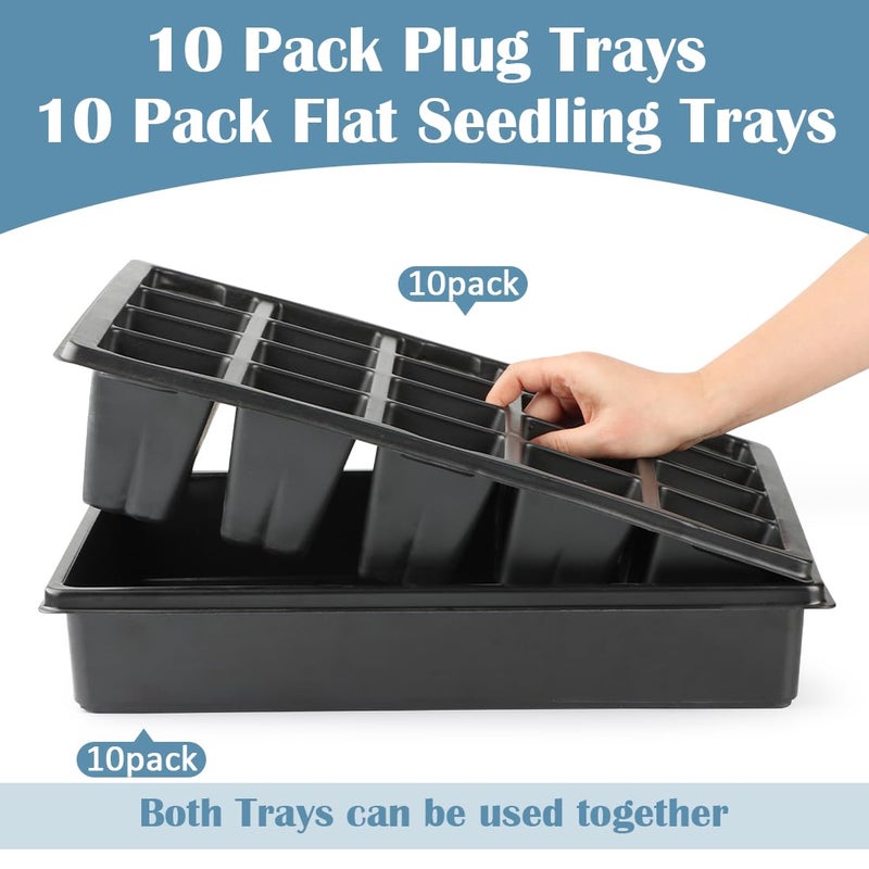 RooTrimmer 10 Pack 2.5 inch Square Pots 3.5 inch Deep 20 Cell Seedling Plug Trays with Water Collection Nursery Trays (15"x11"x3") for Seeds Starting and Transplanting - Image 3