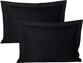 BEDSUM Microfiber Pillow Shams Set of 2, Ultra Soft and Wrinkle Resistant, Standard, Black - Image 1