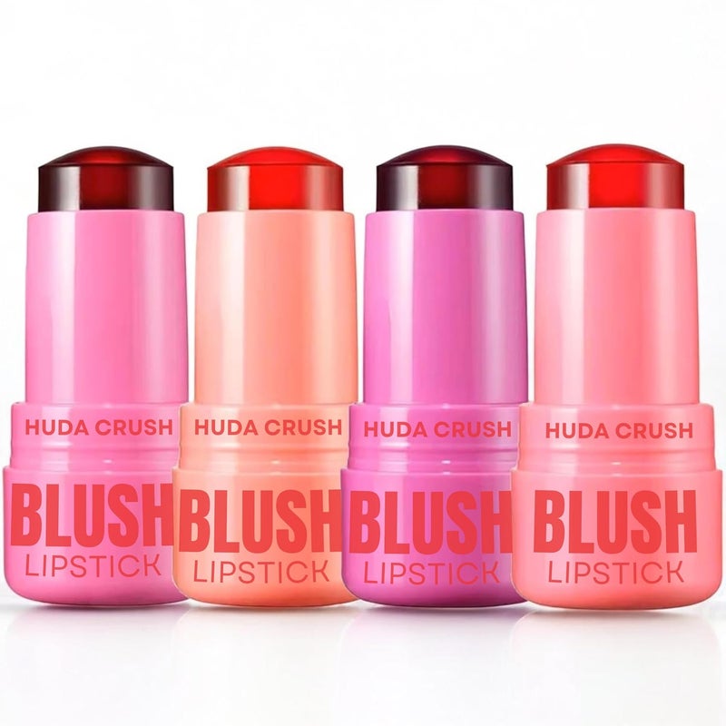 HUDACRUSH HUDACRUSH 4Pcs Multicolor 2in1 Jelly Korean Lip Tint and Cheek Tint for Women Moisturizing Smudgeproof Lip Gloss Korean Tinted Lip Gloss for Kids and Women  - Image 1