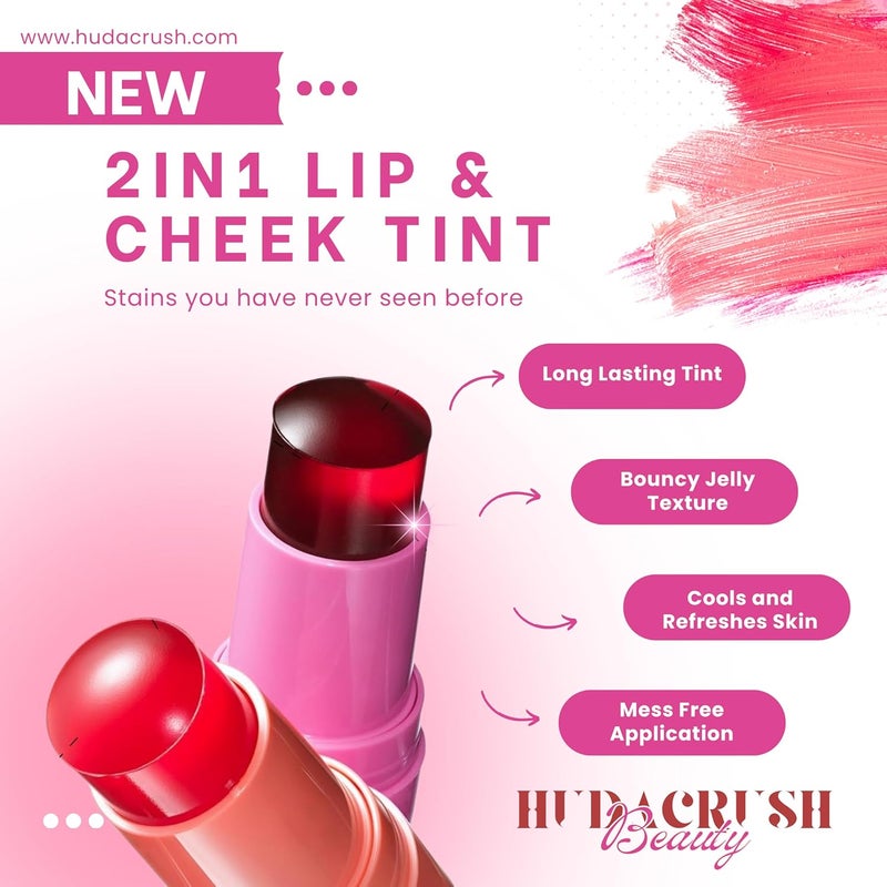 HUDACRUSH HUDACRUSH 4Pcs Multicolor 2in1 Jelly Korean Lip Tint and Cheek Tint for Women Moisturizing Smudgeproof Lip Gloss Korean Tinted Lip Gloss for Kids and Women  - Image 2
