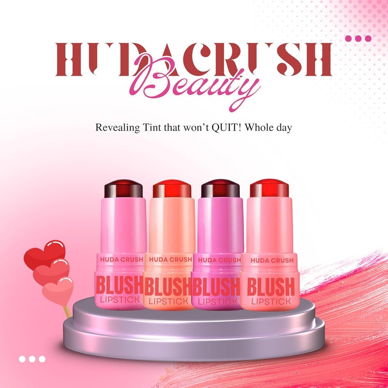 HUDACRUSH HUDACRUSH 4Pcs Multicolor 2in1 Jelly Korean Lip Tint and Cheek Tint for Women Moisturizing Smudgeproof Lip Gloss Korean Tinted Lip Gloss for Kids and Women  - Image 3