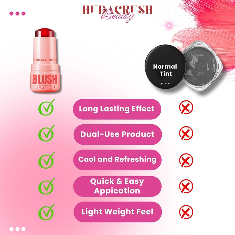 HUDACRUSH HUDACRUSH 4Pcs Multicolor 2in1 Jelly Korean Lip Tint and Cheek Tint for Women Moisturizing Smudgeproof Lip Gloss Korean Tinted Lip Gloss for Kids and Women  - Image 5