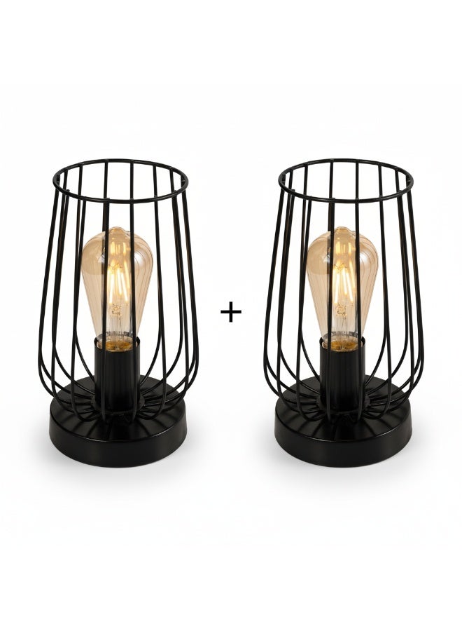 2 Table Lamps with a  shape, unique design, for bedrooms and living rooms Black 13x13cm