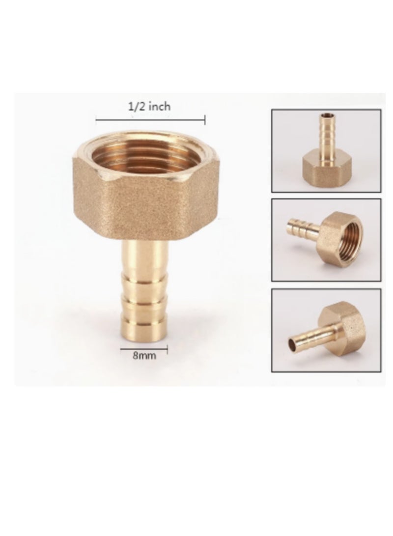 GA Brass Female Hose Nipple, BSPT Female Thread,  Hose Nozzle, Copper heavy duty  copper  Style Fitting(2 pcs set) 1/2 inch*8mm - Image 3
