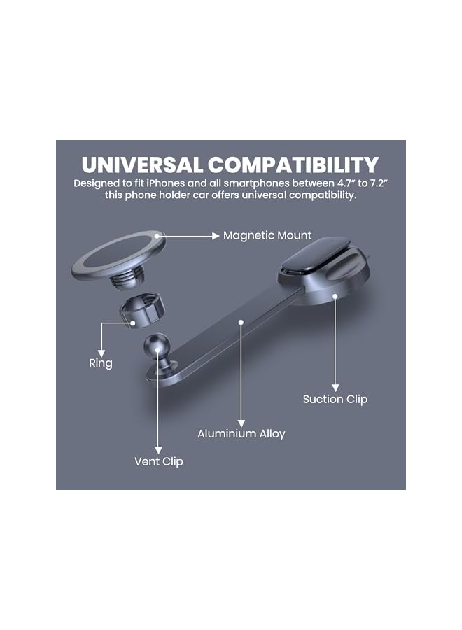 S-TOP Magnetic Car Phone Holder with 360° Rotation - Magnet Compatible Magnetic Car Phone Mount Mobile Holder for Car - Phone Stand with Suction Cup Mount for Dashboard, Windshield - Image 5