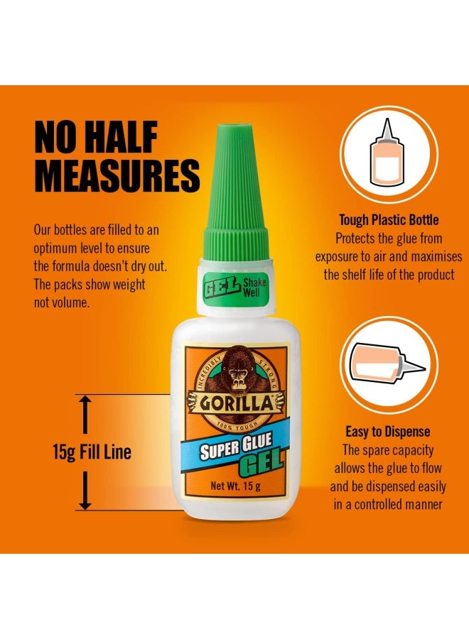 Gorilla Super Glue Gel, 15 gram – All Purpose, Fast Setting, No-Run Formula with Anti-Clog Cap | Ideal for Metal, Ceramics, Leather & More - Image 3
