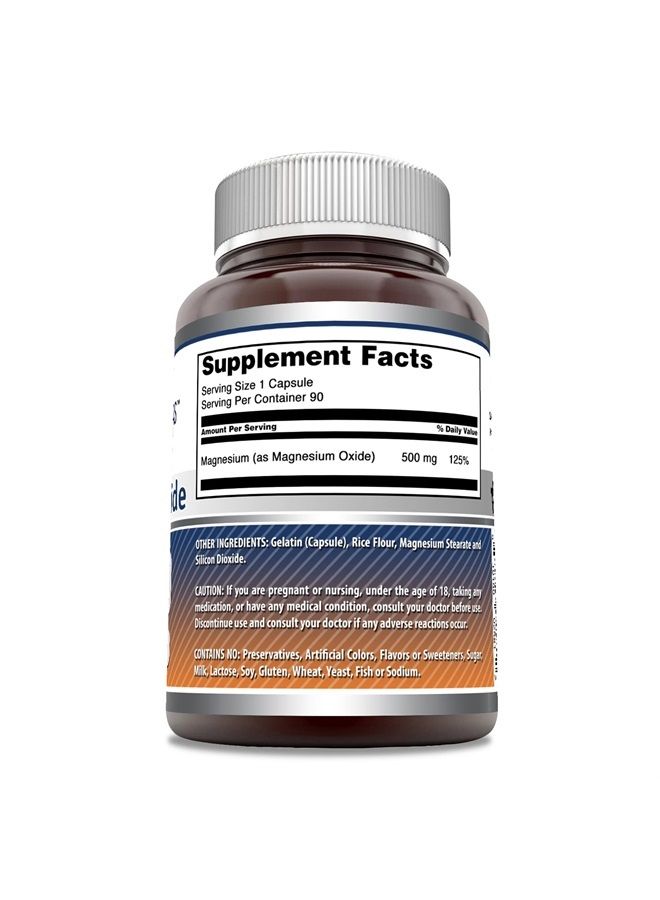 Amazing Nutrition مكمل أكسيد المغنيسيوم من Amazing Formulas 500 ملغ 90 كبسولة | غير معدّل وراثيًا | خالي من الغلوتين | صنع في الولايات المتحدة الأمريكية - Image 3