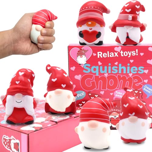 JOINBO Valentines Day Gnome Squishies Toys for KidsSlow Rising Stress Relief Soft SqueezeValentines Present for Boys Girls 6 Pack - Image 1