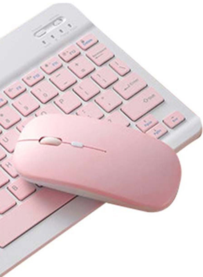 Wireless Bluetooth Three System Universal Mobilephone and Tablet Keyboard with Mouse Set - English Pink - Image 4