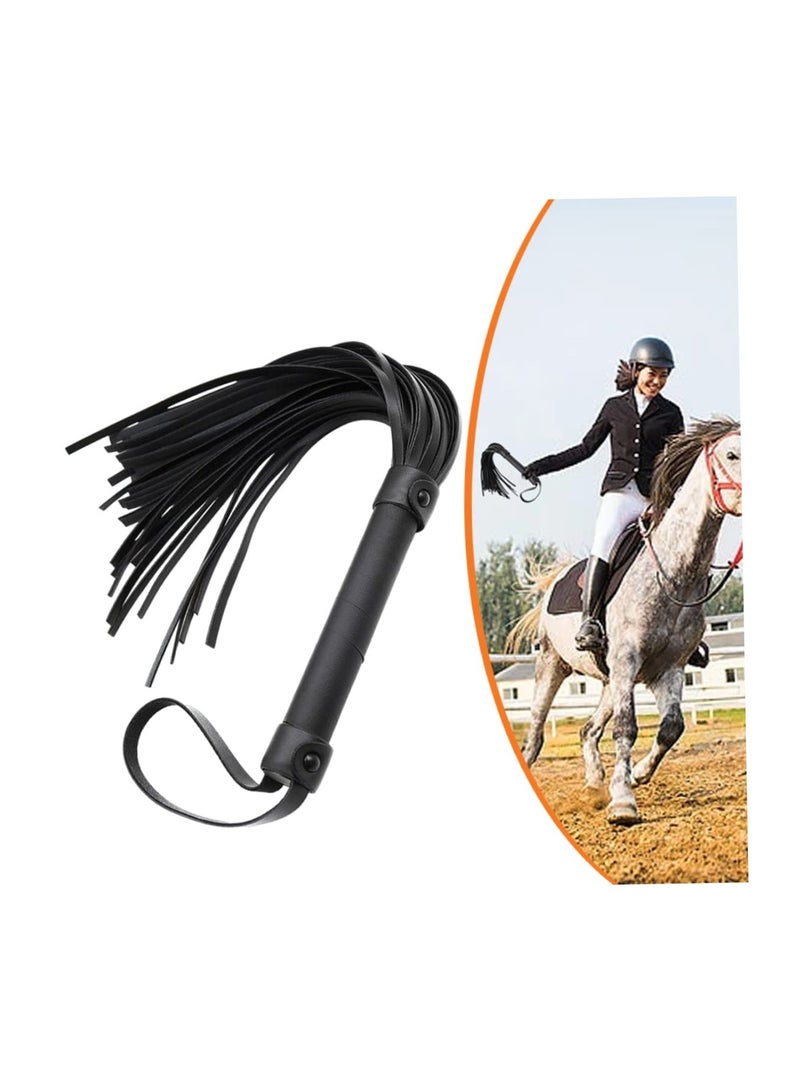 SYOSI Riding Whip for Racecourse, Faux Leather Riding Crop Equestrian Flogger Shaft Paddle Horse Riding Crop Accessories Equestrian Flogger for Racecourse Horse (Black) - Image 3