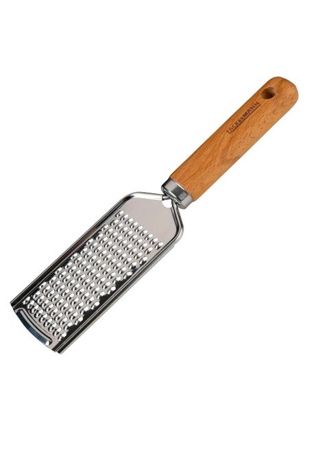 Stainless Steel Grater with Wooden Handle – Durable Multi-Purpose Kitchen Grater for Cheese, Vegetables, and Fruits – Sharp Blades with Comfortable Wooden Grip