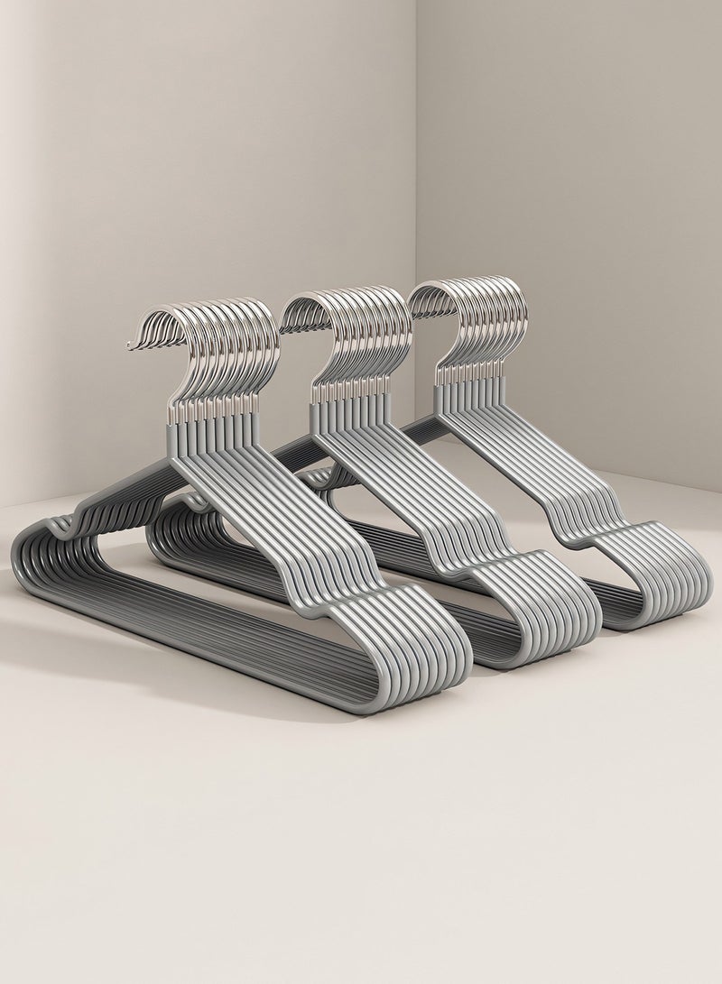 30-Piece Cloth Hangers Sturdy Non-Slip Flocking Cloth Hanger for Clothes - Space-Saving Adult Hangers with Chrome Hook, Strong Flocked Hangers for Dresses, Coats, Shirts, Jackets Grey - Image 1