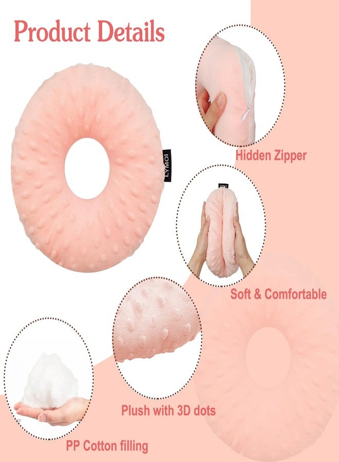LYMOI Large Ear Piercing Pillow for Side Sleepers, Donut Pillow with Ear Hole, Ear Guard Protector Pillows for CNH and Ear Pain Ear Inflammation Pressure Sores Minky Dot (Pink) - Image 3