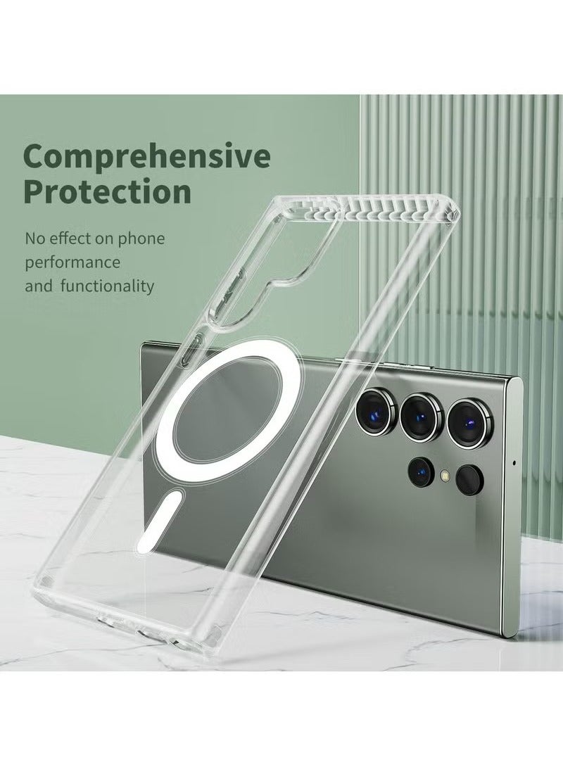 جراب مغناطيسي شفاف لهاتف Galaxy S24 Ultra (6.8 بوصة) - غطاء شفاف نحيف مقاوم للصدمات مع دعم الشحن اللاسلكي، وهيكل صلب مقاوم للخدش - Image 2