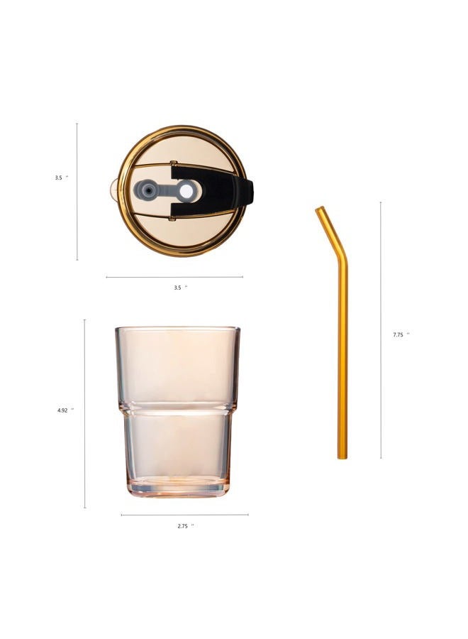 BLUEPOLAR Water Glass, Tumbler with Straw and Lid, Sealed To-Go Tumbler for Coffee, Iced Tea, Thick-Walled, Insulated (Amber Color) - Image 2