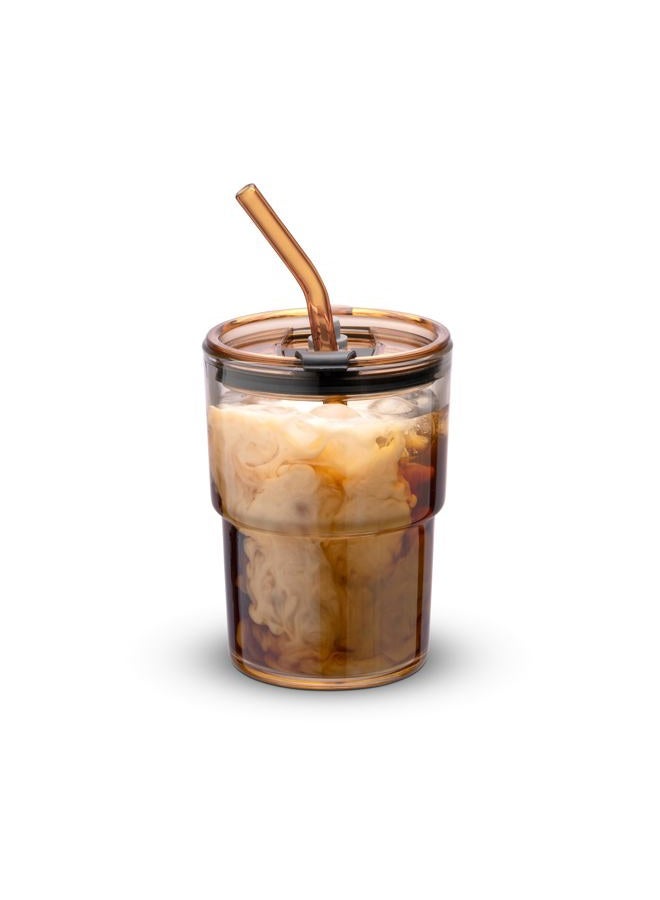 BLUEPOLAR Water Glass, Tumbler with Straw and Lid, Sealed To-Go Tumbler for Coffee, Iced Tea, Thick-Walled, Insulated (Amber Color) - Image 1