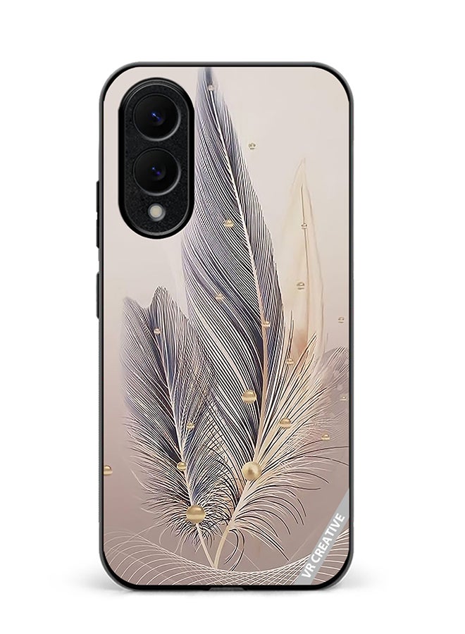VR CREATIVE Protective Case Cover For Samsung Galaxy S25 Edge Feather Leaf Art Design Multicolour