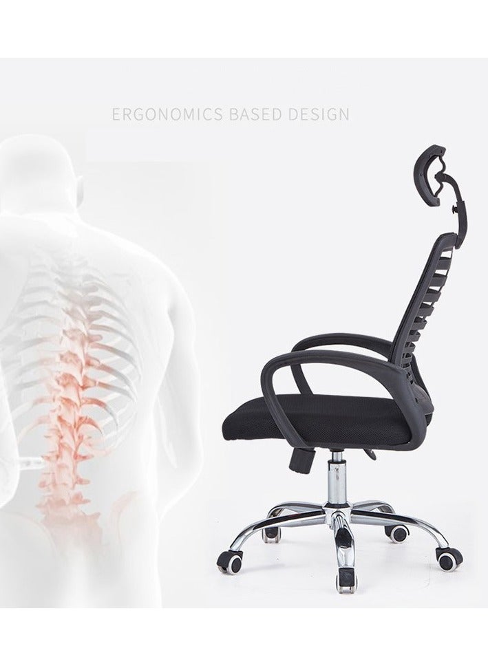 CityRiya-Long Ergonomic Gaming Chair Office Chair 300 Lbs Adjustable Home Desk Chair Task Computer Chair Lumbar Support Computer Chair Mesh Back Swivel Armrest Chair Modern Home Executive Office Chairs (Black) - Image 3