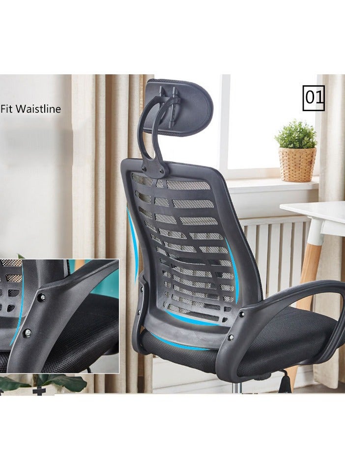 CityRiya-Long Ergonomic Gaming Chair Office Chair 300 Lbs Adjustable Home Desk Chair Task Computer Chair Lumbar Support Computer Chair Mesh Back Swivel Armrest Chair Modern Home Executive Office Chairs (Black) - Image 5