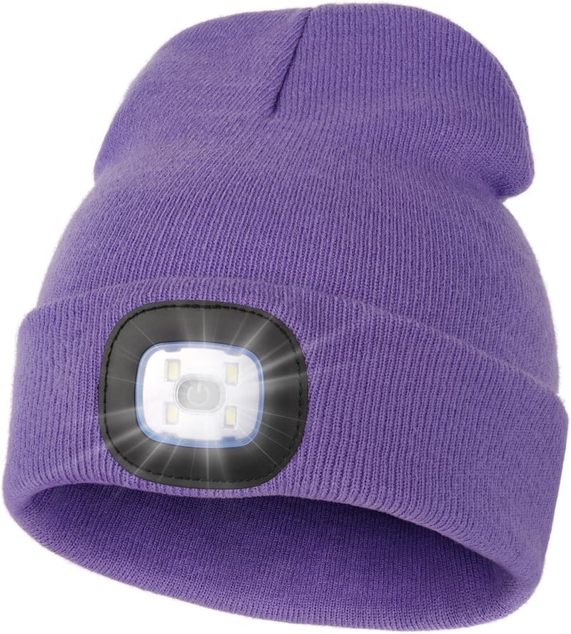 MELASA Unisex Hat with Light, USB Rechargeable Hands Free Headlamp LED Beanie, Winter Gifts for Men Dad Father Husband Him - Image 1