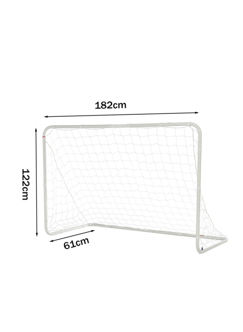 RAKAY Portable Soccer Goal with Net,182 x 122 x 61 cm Children's Football Goal, Goal Meatel Post,White Frame, Includes Ground Pegs - Image 2