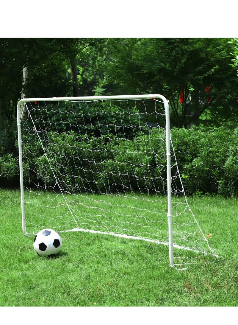 RAKAY Portable Soccer Goal with Net,182 x 122 x 61 cm Children's Football Goal, Goal Meatel Post,White Frame, Includes Ground Pegs - Image 1