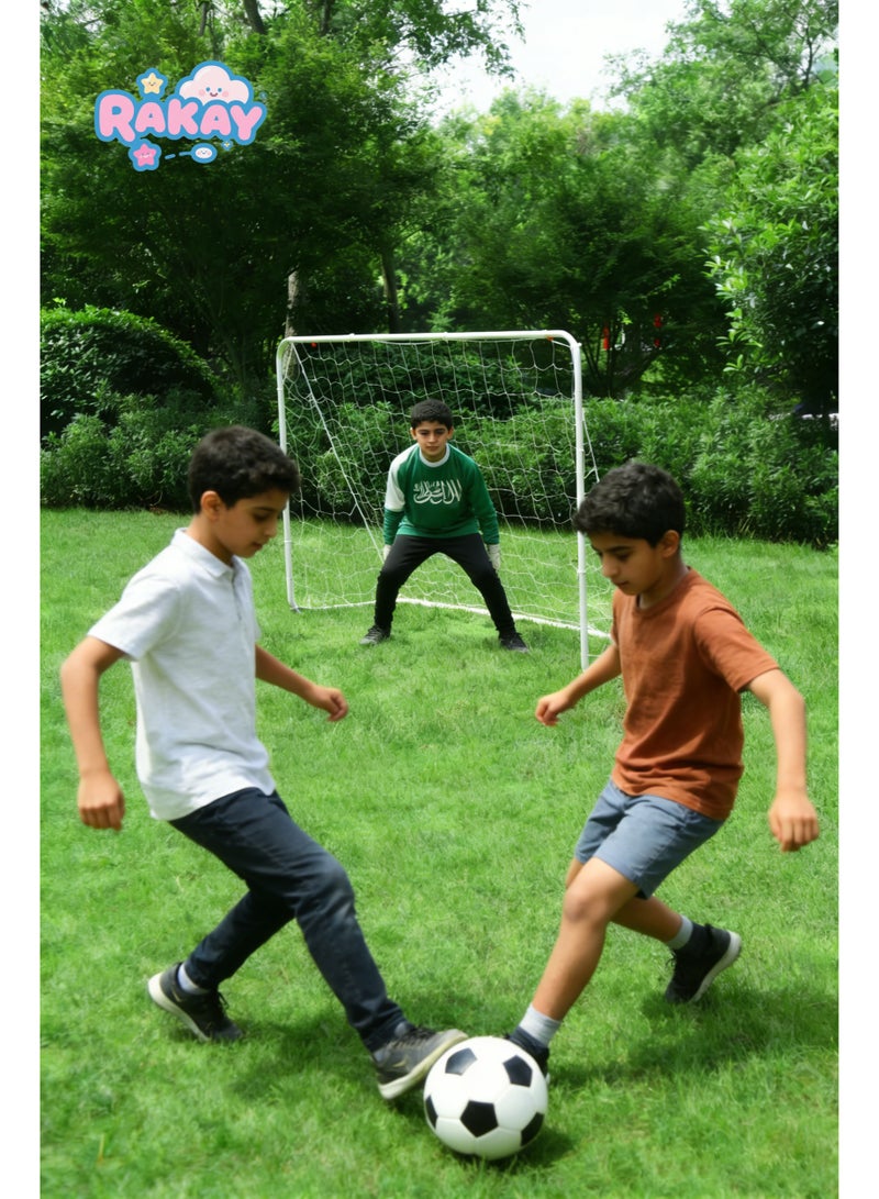 RAKAY Portable Soccer Goal with Net,182 x 122 x 61 cm Children's Football Goal, Goal Meatel Post,White Frame, Includes Ground Pegs - Image 4