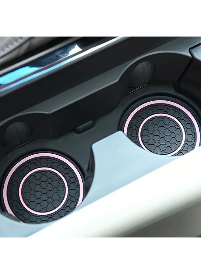 Red Anti Slip Car Cup Holder Pads 2pcs PVC Double Ring Universal Dustproof - Image 4