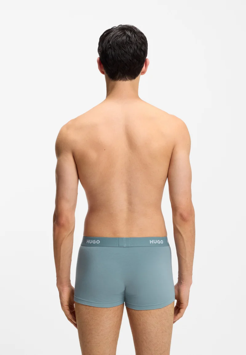 HUGO Open Blue Three-pack trunks with jacquard logo waistband for Men | Best Price UAE