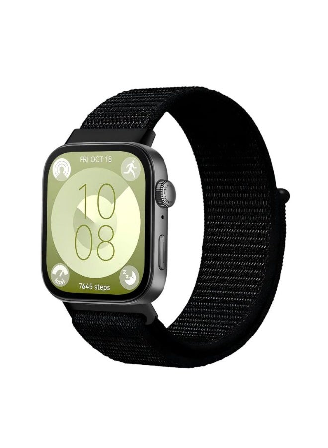 2PCS Nylon Strap for Huawei Watch Fit 3 / Fit 4 / Fit 4 Pro – Soft Stretch Braided Loop Replacement Bands (Black & White) - Image 3