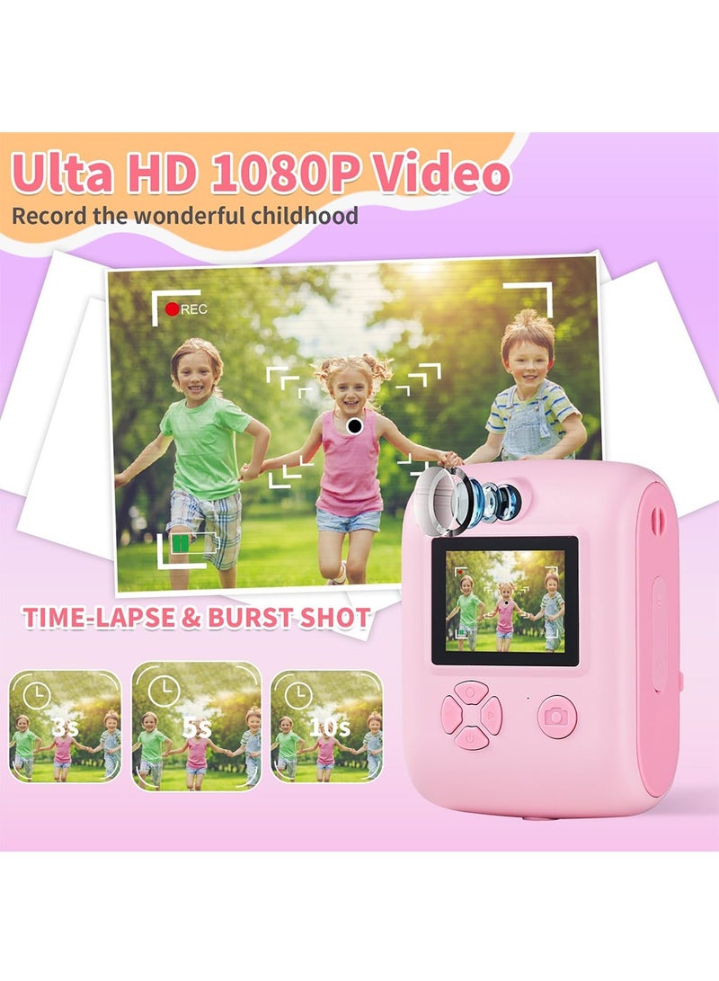 ERTYU Kids Camera Instant Print Toys for Girls Ages 6-12 Mini Camera with Zero Ink Print Paper, Birthday Gift Toys 1080P Video Camera For Children Outdoor Portable Toy for Girls 6-12 Year Old - Image 4