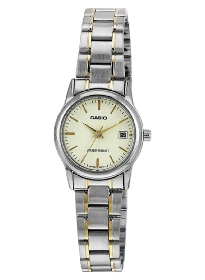 Casio Women's Watch - LTP-V002SG-9AUDF Beige Dial, Silver Band - Image 1