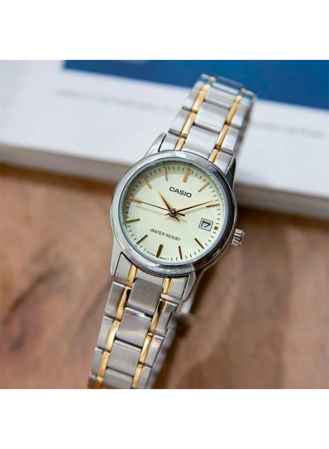 Casio Women's Watch - LTP-V002SG-9AUDF Beige Dial, Silver Band - Image 2