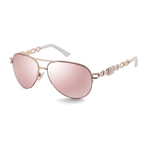 FONHCOO Aviator Sunglasses for Women Men Oversized Metal Frame UV400 Mirrored Sunglasses (pink&white) - Image 1