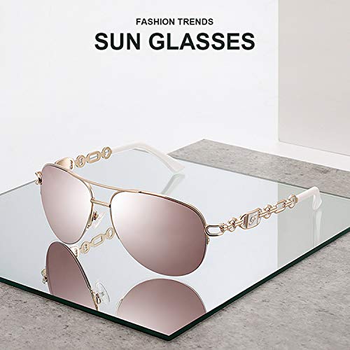 FONHCOO Aviator Sunglasses for Women Men Oversized Metal Frame UV400 Mirrored Sunglasses (pink&white) - Image 2