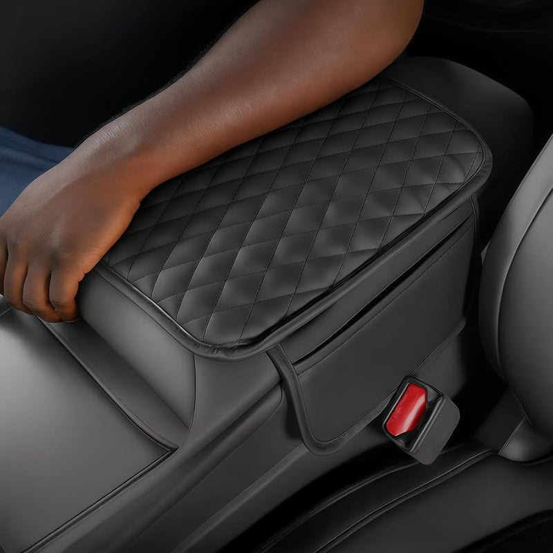 Leather Car Armrest Cushion, Universal Fit, Center Console, Thickened, Scratch Resistant, Dual Pockets for Keys, and Phones, Easy Installation - Image 4