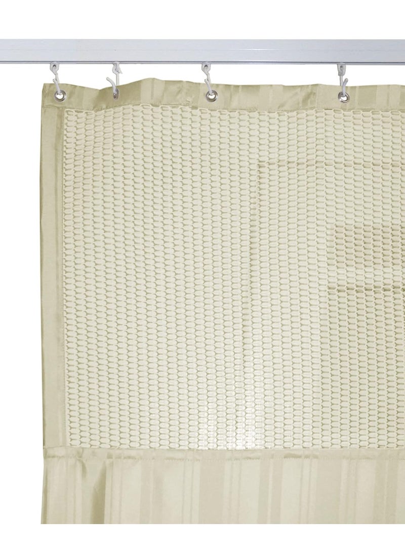 Lushomes Lushomes Hospital Partition Curtains, Clinic Curtains Size 15 FT W x 7 ft H, Top Net Fabric, 100% Polyester 30 Rustfree Metal Eyelets 30 Plastic Hook, Cream, Stripes Design (15x7 FT, Pk of 1)  - Image 2