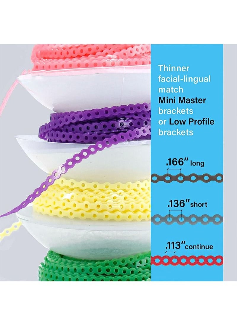 HaLunhi 2 Rolls Of 2.28m Each Orthodontic Braces Rubber Chain The Braces Dynamic Chain Consists Of A Short Filament Chain (Short 0.136 in (3.3 mm) Lavender Purple)  - Image 3