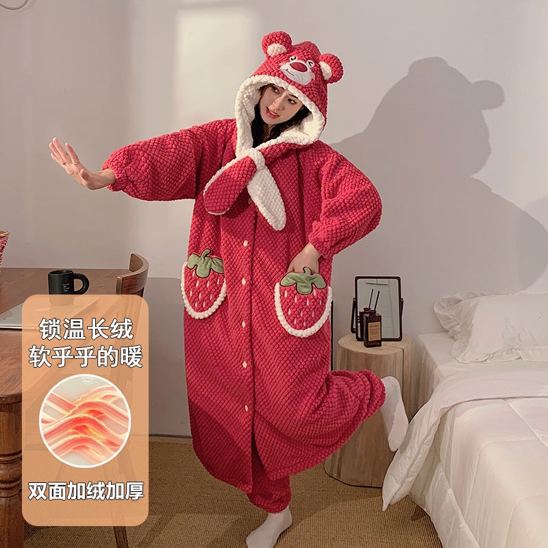 Style Out-Of-The-Way Plush Pjs Women'S Simple Long-Sleeved Suit Women'S Home Clothes - Image 2