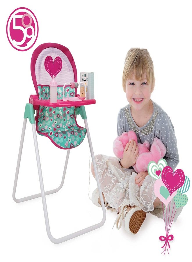 509 Crew: Mint Heart - Foodie Doll Highchair - Pink & Green, Feeding Accessory, Food Box-Plate-Fork-Spoon-Bottle, Adjustable, Pretend Play Toy, Kid 3+ - Image 5