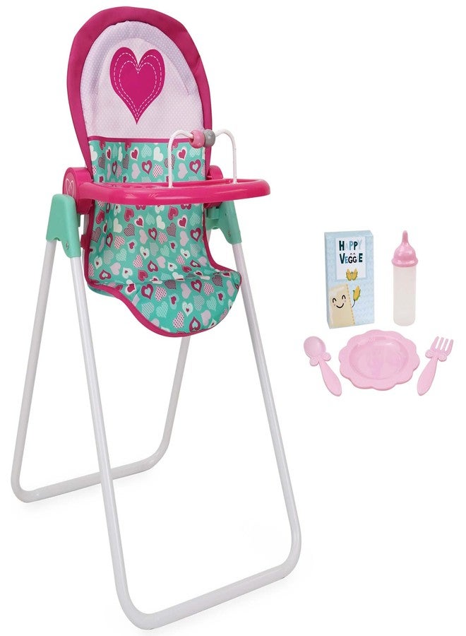 509 Crew: Mint Heart - Foodie Doll Highchair - Pink & Green, Feeding Accessory, Food Box-Plate-Fork-Spoon-Bottle, Adjustable, Pretend Play Toy, Kid 3+ - Image 1