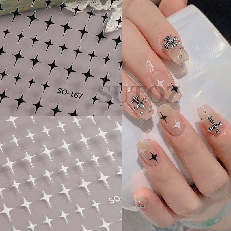 2023 Spelling Evening Manicure Stickers Pure Desire Style Girl'S Simple Stars And Five-Pointed Stars 3D Adhesive Manicure Stickers Nail - Image 3