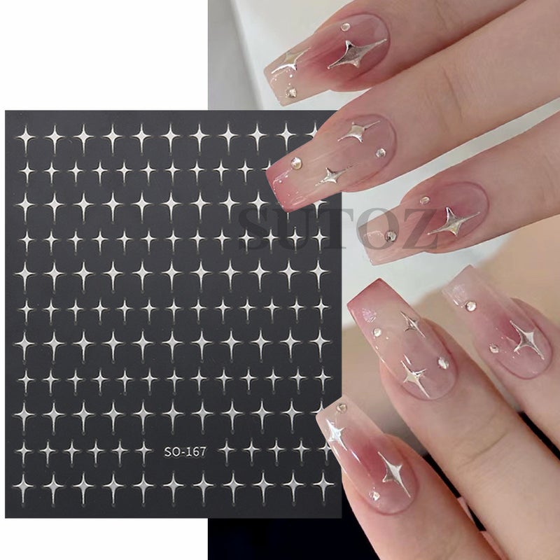 2023 Spelling Evening Manicure Stickers Pure Desire Style Girl'S Simple Stars And Five-Pointed Stars 3D Adhesive Manicure Stickers Nail - Image 2