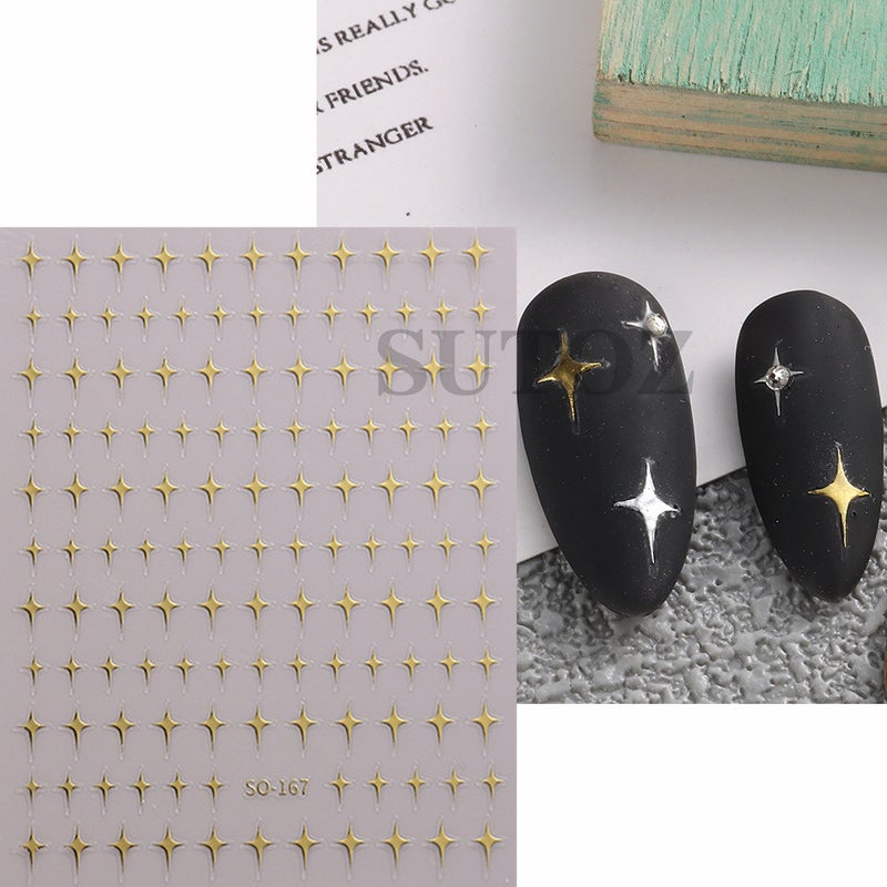 2023 Spelling Evening Manicure Stickers Pure Desire Style Girl'S Simple Stars And Five-Pointed Stars 3D Adhesive Manicure Stickers Nail - Image 1