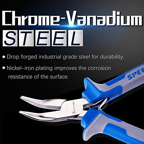 SPEEDWOX 5 Inches Bent Long Nose Pliers Mini Curved Needle Nose Pliers for jewelry Making 45 Degrees Bent Chain Nose Fine Pliers Functional Micro Professional Tool with Spring Chrome Vanadium Steel - Image 2