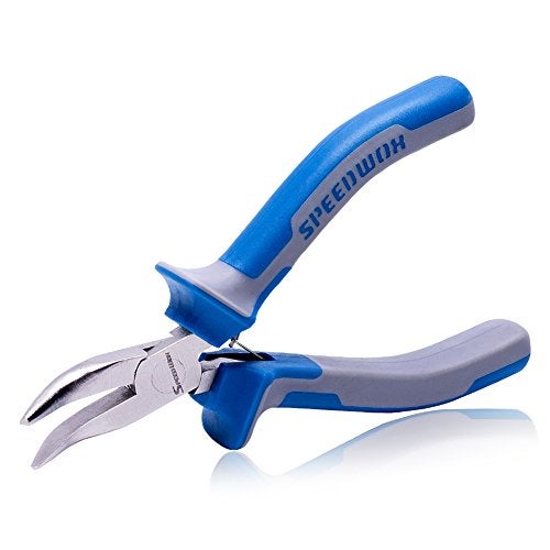 SPEEDWOX 5 Inches Bent Long Nose Pliers Mini Curved Needle Nose Pliers for jewelry Making 45 Degrees Bent Chain Nose Fine Pliers Functional Micro Professional Tool with Spring Chrome Vanadium Steel - Image 1