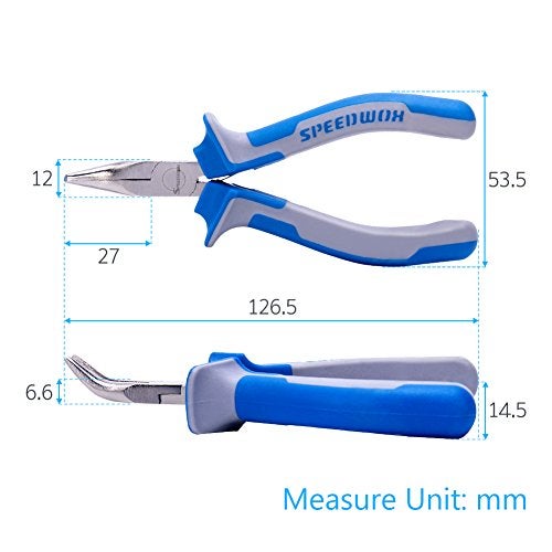 SPEEDWOX 5 Inches Bent Long Nose Pliers Mini Curved Needle Nose Pliers for jewelry Making 45 Degrees Bent Chain Nose Fine Pliers Functional Micro Professional Tool with Spring Chrome Vanadium Steel - Image 5